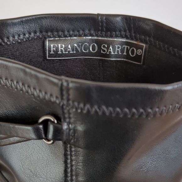 Franco Sarto Women’s Tall Black Shiny Faux Leather Back Lacing Pointed Boots - Picture 7 of 12